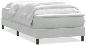 vidaXL Box Spring κρεβάτι με στρώμα ανοιχτό γκρι 90x210 cm Βελούδινο