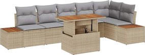 vidaXL Σετ Καναπέ Κήπου με αποθήκευση 7 pcs Μπεζ Πολυ ράταν