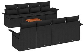 vidaXL Σετ Καναπέ Κήπου 9 pcs Μαύρο Πολυ ράταν