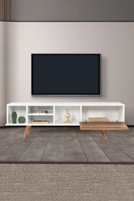 Έπιπλο Τηλεόρασης Λευκό / Καρυδί DACREL 160x35x18