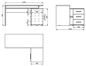 Γραφείο Arhimed Γκρί Δρύς - Mαύρο 138x102x75 εκ.