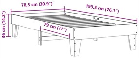 Σκελετός Κρεβατιού Χωρίς Στρώμα 75x190 εκ Μασίφ Ξύλο Πεύκου - Καφέ