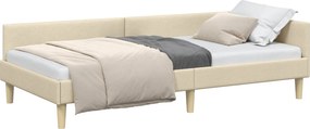 vidaXL Κρεβάτι Γωνίας Κρεμ 100 x 200 cm ύφασμα