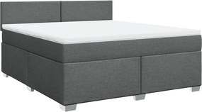 vidaXL Κρεβάτι Boxspring με Στρώμα Σκούρο Γκρι 180x200 εκ Υφασμάτιν