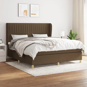 Κρεβάτι Boxspring με Στρώμα Σκούρο Καφέ 180x200 εκ Υφασμάτινο