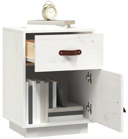 vidaXL Κομοδίνα 2 τεμ. Λευκά 40 x 34 x 55 εκ. από Μασίφ Ξύλο Πεύκου