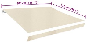 vidaXL Τεντόπανο Κρεμ 3 x 2,5 μ. Καραβόπανο (Χωρίς Πλαίσιο)