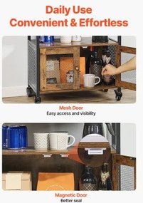 VEVOR Coffee Bar Cabinet 4-Tier Movable Coffee Bar Table with Wheels &amp; Mesh Door