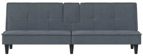 Καναπές Κρεβάτι με Ποτηροθήκες Σκούρο Γκρι Βελούδινος - Γκρι
