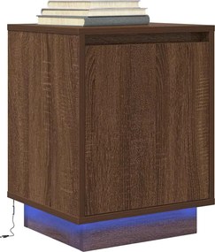 vidaXL Κομοδίνο με φώτα LED καφέ δρυς 38x34x50 cm
