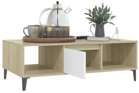 vidaXL Τραπεζάκι Σαλονιού Λευκό/Sonoma Δρυς 103,5x60x35εκ. Επεξ. Ξύλο