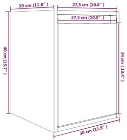 Ντουλάπια Τοίχου 2 τεμ. Λευκά 30x30x40 εκ. Μασίφ Ξύλο Πεύκου - Λευκό