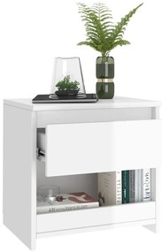 vidaXL Κομοδίνα 2 τεμ. Γυαλιστερό Λευκό 40 x 30 x 39 εκ. Επεξ. Ξύλο
