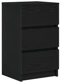 Κομοδίνα με 3 συρτάρια 2 τεμάχια Μαύρο 39x35x65 εκ. - Μαύρο