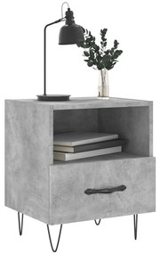 vidaXL Κομοδίνα 2 τεμ. Γκρι Σκυροδεμ. 40 x 35 x 47,5 εκ. Επεξεργ. Ξύλο