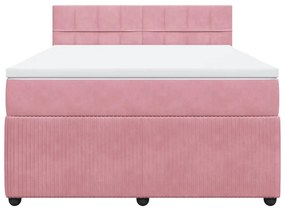 vidaXL Κρεβάτι Boxspring με Στρώμα Ροζ 160x200 εκ. Βελούδινο