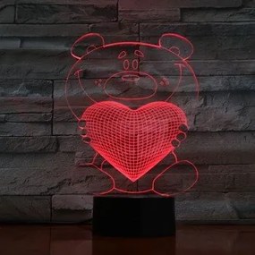 Intra απο ξύλο plywood 3mm-4mm πάχος - Τρισδιάστατο φωτιστικό Teddy Bear Heart Δίασταση 30x30 cm Intraeaxys-6o3yrlq7