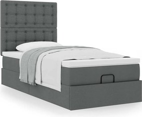 vidaXL Οθωμανικό κρεβάτι με στρώμα σκούρο γκρι 90x200cm ύφασμα