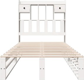 vidaXL Κρεβάτι Βιβλιοθήκη Χωρίς Στρώμα Λευκό 75x190 εκ Μασίφ Πεύκο