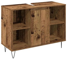 vidaXL Σετ Επίπλων Μπάνιου με πόρτα 3 pcs Παλιό Ξύλο 30 x 30 x 180 cm