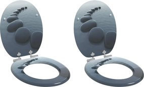 vidaXL Μαλακή κλειστή λεκάνη 2 pcs Γκρι 44 x 38 εκ. Πίνακας MDF