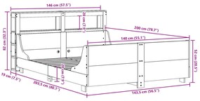 Σκελετός Κρεβατιού Χωρίς Στρώμα 140x200 εκ Μασίφ Ξύλο Πεύκου - Καφέ