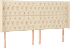 vidaXL Κρεβάτι Boxspring με Στρώμα &amp; LED Κρεμ 180x200 εκ. Υφασμάτινο