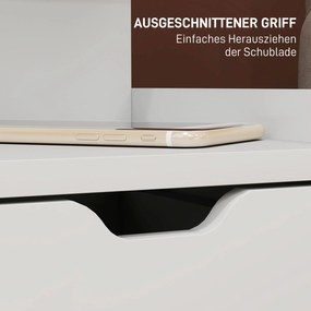 Κομοδίνο με 2 συρτάρια, ανοιχτό ράφι, 40x30x60 cm, λευκό