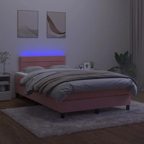 ΚΡΕΒΑΤΙ BOXSPRING ΜΕ ΣΤΡΩΜΑ &amp; LED ΡΟΖ 120X200 ΕΚ. ΒΕΛΟΥΔΙΝΟ 3134458