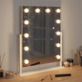 vidaXL Καθρέφτης Vanity LED Λευκό 44 x 10 x 53 εκ Γυαλί και Χάλυβας