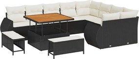 vidaXL Σετ Καναπέ Κήπου 12 pcs Μαύρο συνθετικό ρατάν