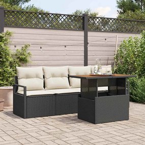 vidaXL Σετ Καναπέ Κήπου 5 pcs Μαύρο και κρεμ 100 x 55 x 73 εκ