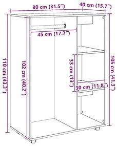 Ντουλάπα Παλιό Ξύλο 80 x 40 x 110 εκ. από Μοριοσανίδα - Καφέ