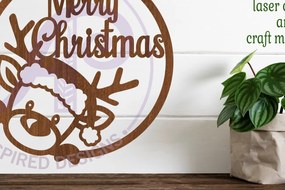 Intra απο ξύλο plywood 3mm-4mm πάχος – Reindeer Merry Christmas επιγραφή τοίχου Δίασταση 40x30 cm INTRAFABR-82511440