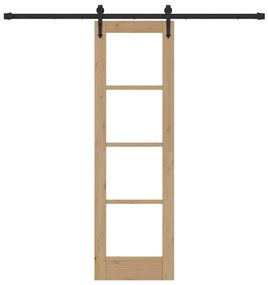 vidaXL Ολισθητή Πόρτα Καφέ 61 x 198.5 εκ. Ξύλο και μέταλλο