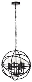 CEILING PENDANT LAMP  BLACK METAL SPHERE 6-LIGHT Φ42x108Hcm. 42x42x108 εκ.