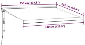 Τέντα Πτυσσόμενη Αυτόματη Καφέ 350x250 εκ. - Καφέ