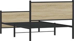 vidaXL Σκελετός Κρεβ. Χωρίς Στρώμα Sonoma Δρυς 100x200 εκ. Μεταλλικό