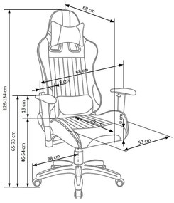 Καρέκλα gaming Houston 320, Μαύρο, Κόκκινο, 126x68x69cm, Με μπράτσα, Με ρόδες, Μηχανισμός καρέκλας: Κλίση