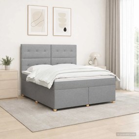 vidaXL Κρεβάτι box spring με στρώμα Ανοιχτό γκρι 180 x 200 cm Ύφασμα