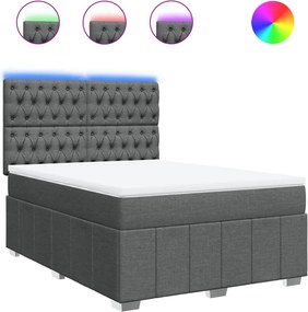 vidaXL Κρεβάτι Boxspring με Στρώμα Σκούρο Γκρι 140x200 εκ Υφασμάτινο