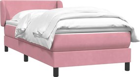 vidaXL Box Spring κρεβάτι με στρώμα ροζ 90x210 εκ. Βελούδινο
