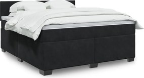 vidaXL Κρεβάτι Boxspring με Στρώμα Μαύρο 180x200 εκ. Βελούδινο