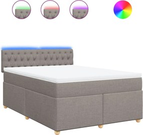vidaXL Κρεβάτι Boxspring με Στρώμα Taupe 140x190 εκ. Υφασμάτινο
