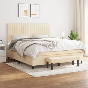 vidaXL Κρεβάτι Boxspring με Στρώμα Κρεμ 160x200 εκ. Υφασμάτινο