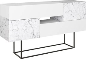 Μπουφές Roberta pakoworld μελαμίνης λευκό μαρμάρου 145x40x82εκ