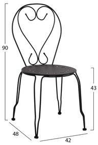 ΚΑΡΕΚΛΑ ΜΕΤΑΛΛΙΚΗ AMORE ΜΑΥΡΗ 42x48x90 εκ. HM5007.11