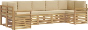 vidaXL Σειρά Καναπέ Εξωτερικού 7 pcs Λευκό και Μπεζ