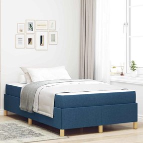 vidaXL Κρεβάτι με ελατήρια Μπλε και άσπρο 120 x 200 cm ύφασμα