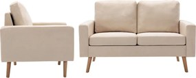 vidaXL Σετ Σαλονιού 2 Τεμαχίων Κρεμ Υφασμάτινο